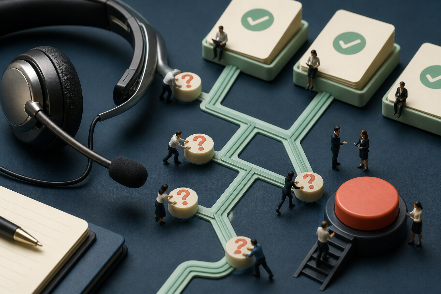 Tiny support specialists moving giant inquiry tokens through routing channels