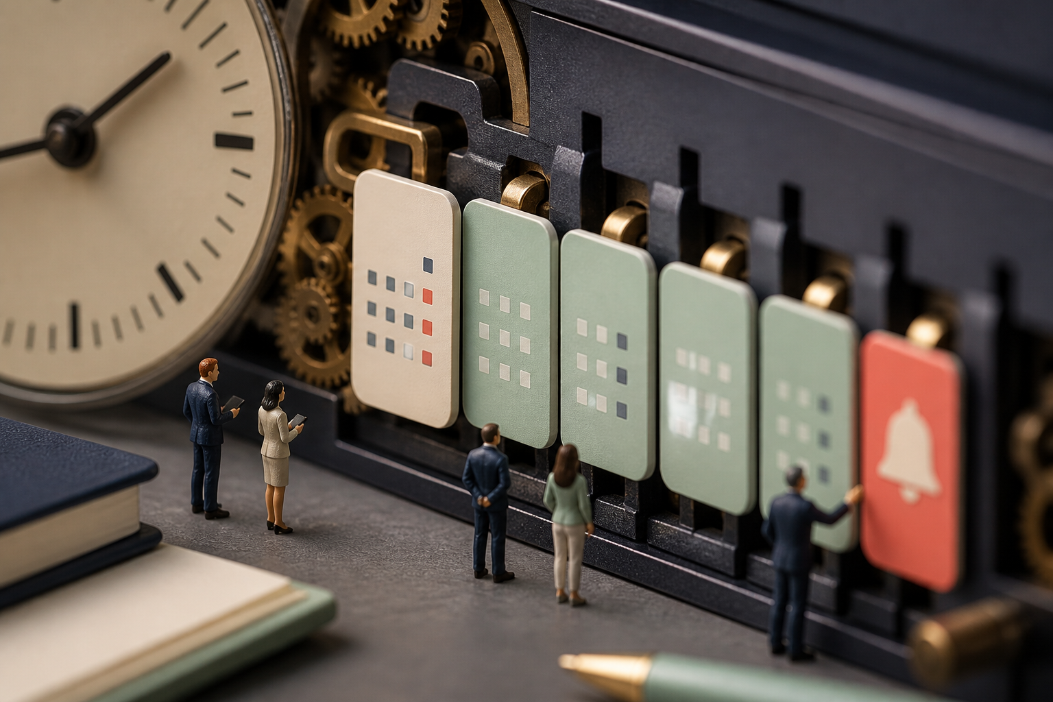 Tiny team monitoring giant appointment blocks and a clear reminder path