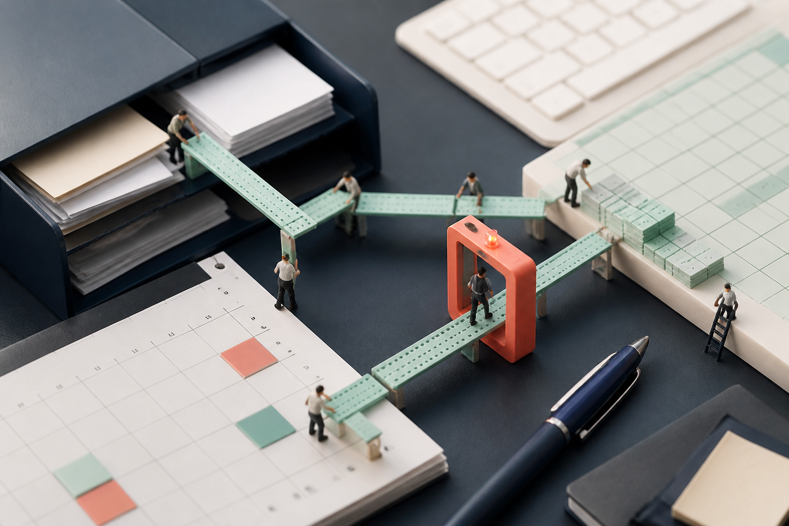 Tiny technicians building connector bridges between giant business tools
