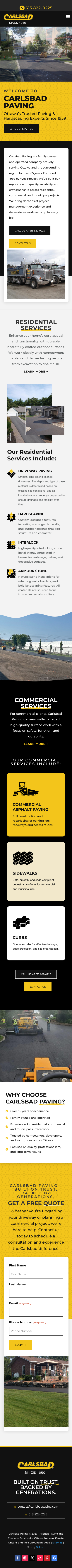 Complete mobile home page of Carlsbad Paving