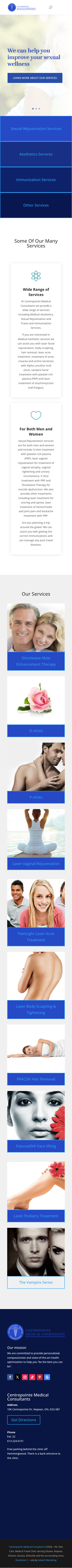 Complete mobile home page of Centrepointe Medical
