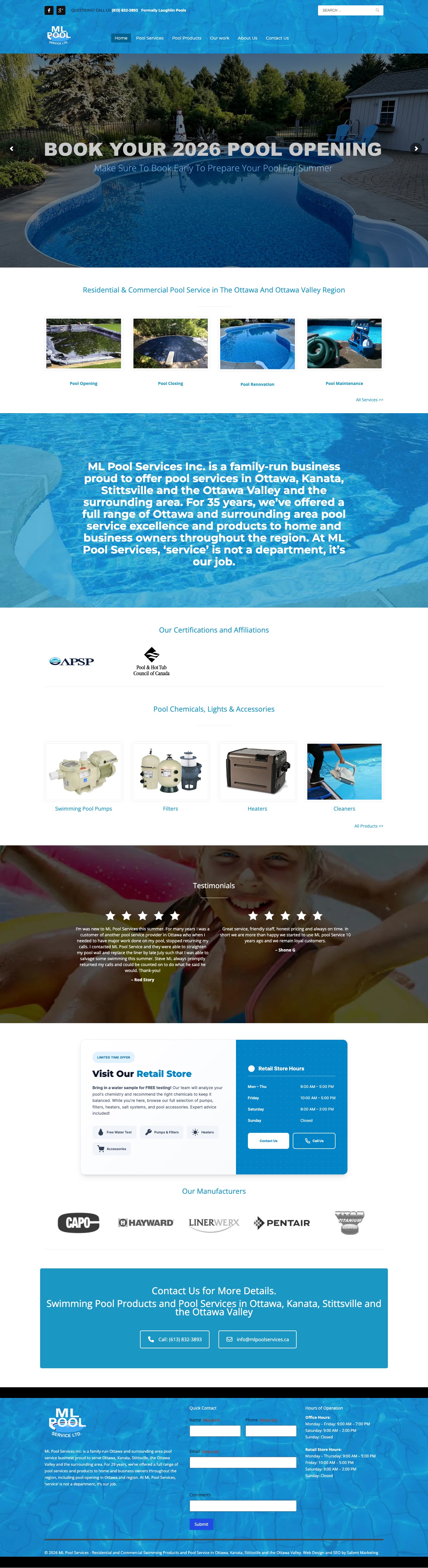 ML Pool Services website