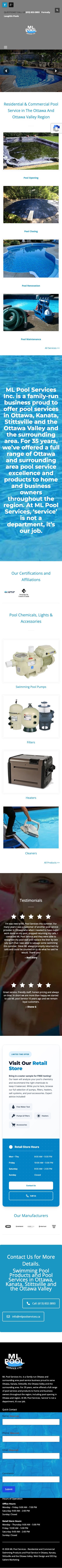 Complete mobile home page of ML Pool Services