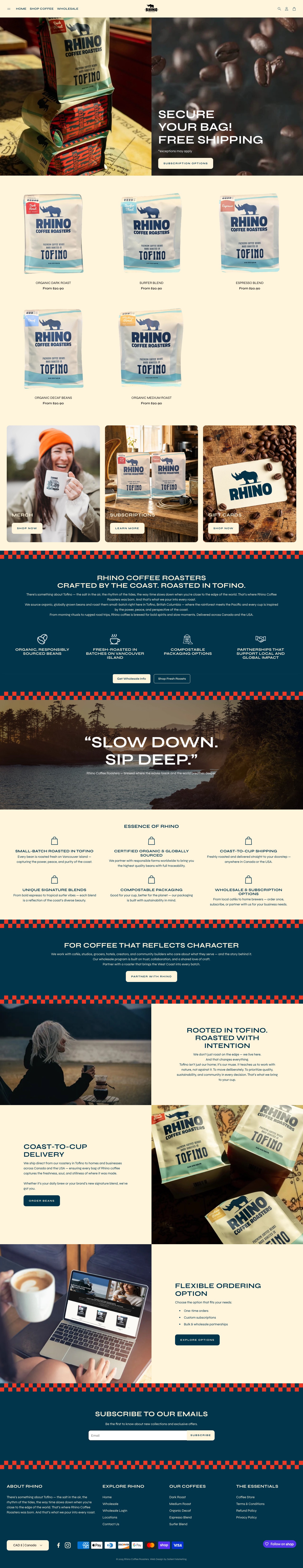 Rhino Coffee Roasters website designed or marketed with Salient AI