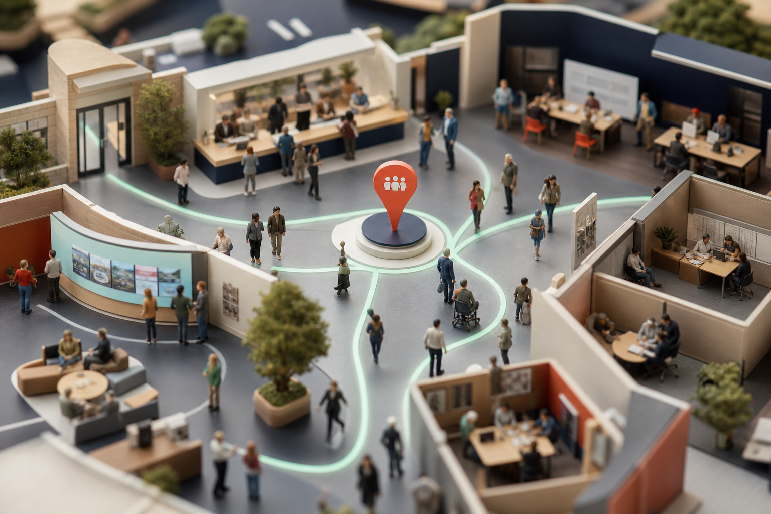 Tiny residents and public service teams connecting information, service requests, accessibility and human resolution
