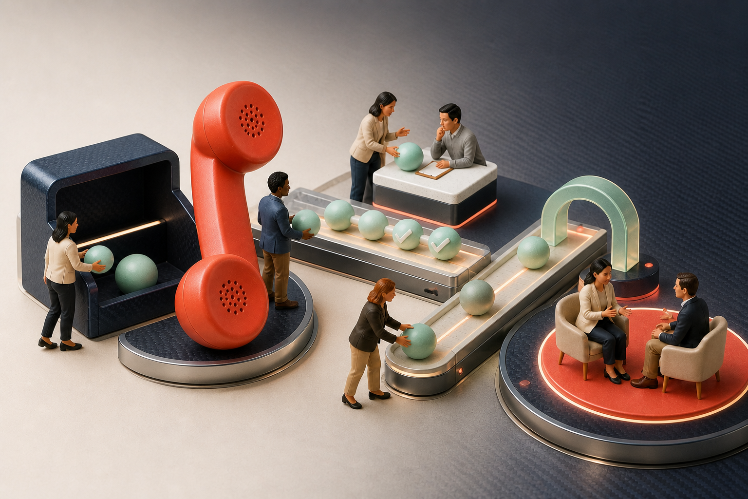 Tiny people demonstrating Salient AI for sales